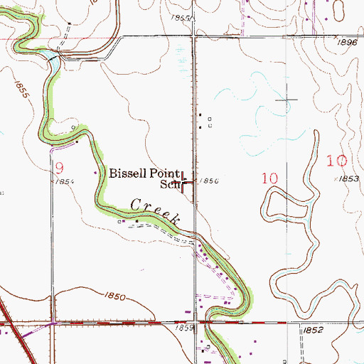 Topographic Map of Bissell Point School, KS