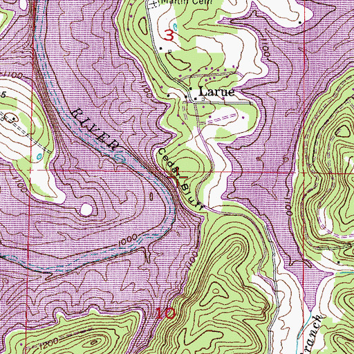 Topographic Map of Cedar Bluff, AR