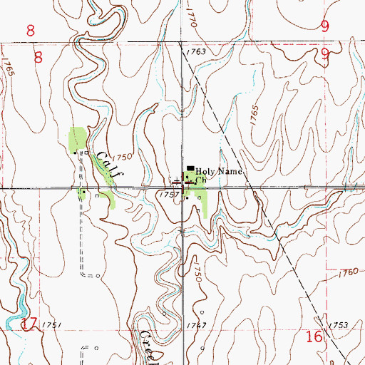 Topographic Map of Holy Name Catholic Church, KS