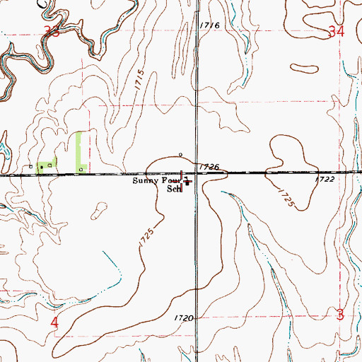 Topographic Map of Sunny Four School, KS