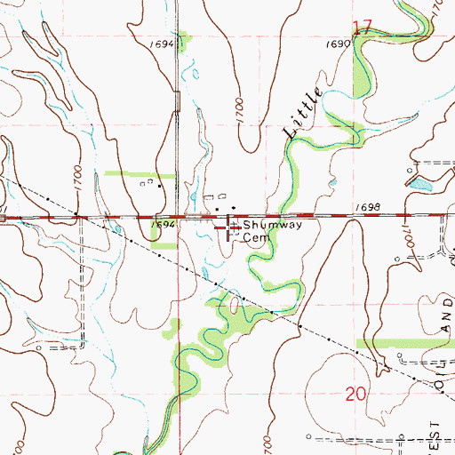 Topographic Map of Shumway Cemetery, KS