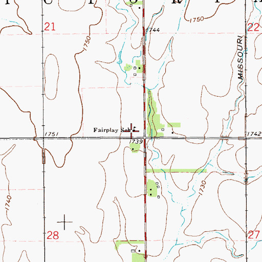 Topographic Map of Fairplay School, KS