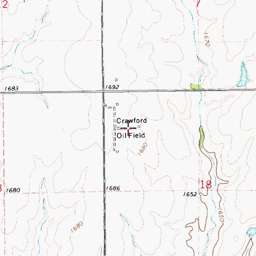 Topographic Map of Crawford Oil Field, KS
