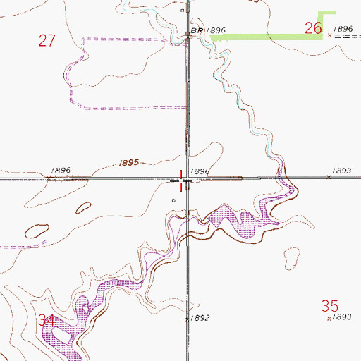 Topographic Map of North Branch Sharps Creek, KS