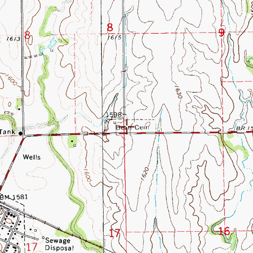 Topographic Map of Bean Cemetery, KS