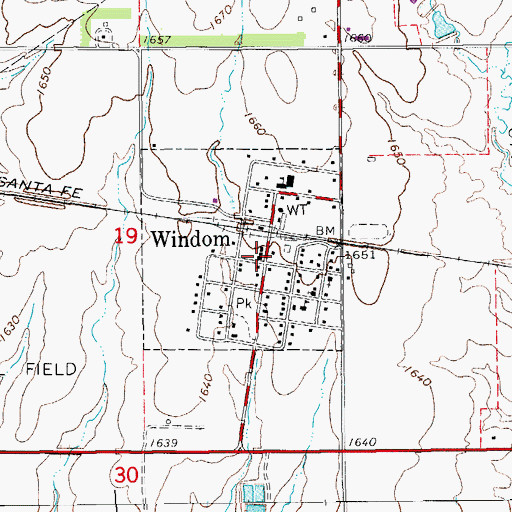 Topographic Map of Windom, KS