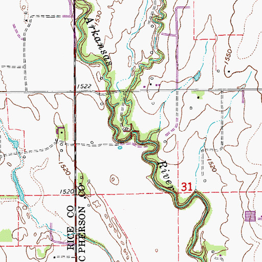 Topographic Map of Lone Tree Creek, KS