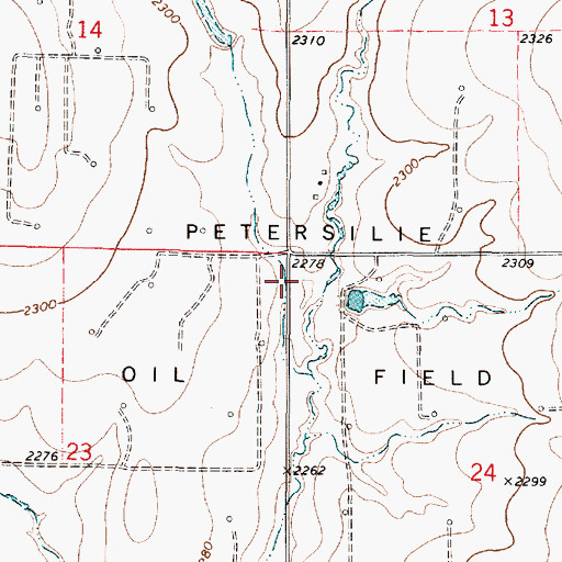 Topographic Map of Petersilie Oil Field, KS