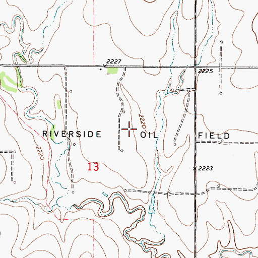 Topographic Map of Riverside Oil Field, KS