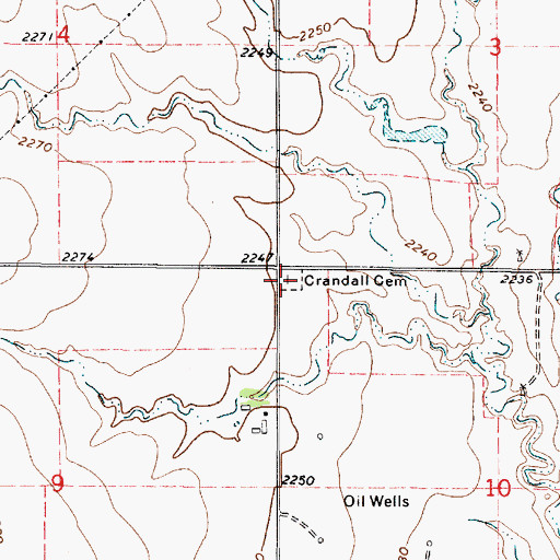 Topographic Map of Crandall Cemetery, KS
