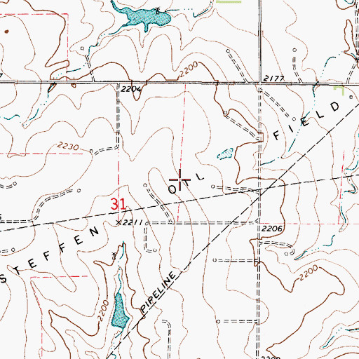 Topographic Map of Steffen Oil Field, KS