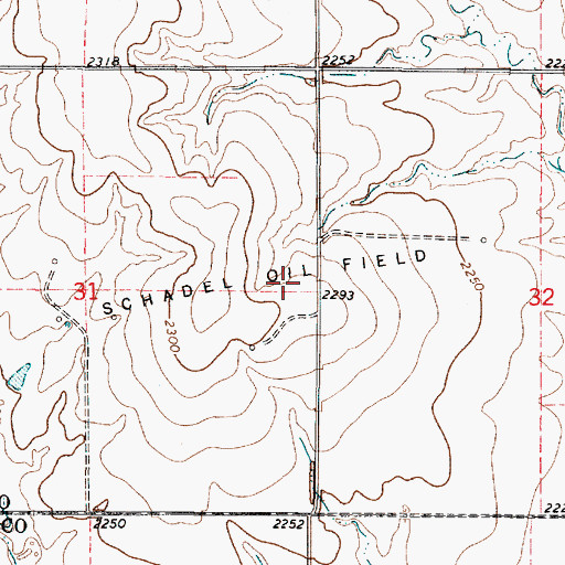 Topographic Map of Schadel Oil Field, KS