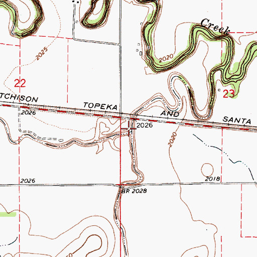 Topographic Map of Sandy Creek, KS