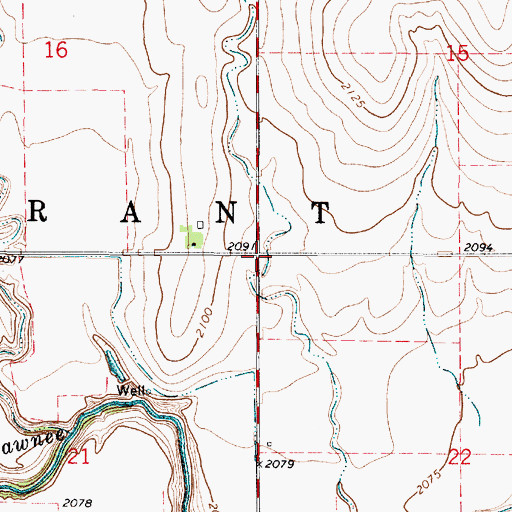 Topographic Map of Township of Grant, KS
