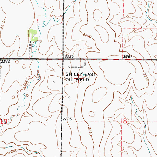 Topographic Map of Shiley East Oil Field, KS