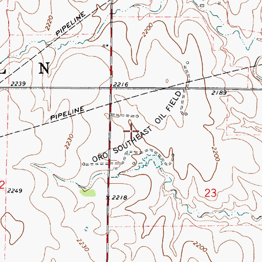 Topographic Map of Oro Southeast Oil Field, KS