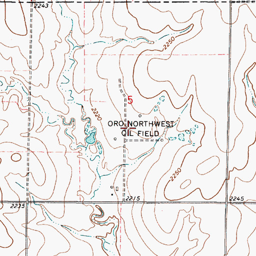 Topographic Map of Oro Northwest Oil Field, KS