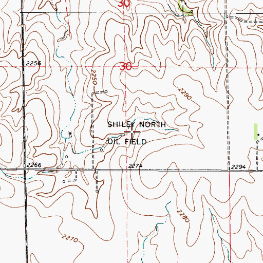 Topographic Map of Shiley North Oil Field, KS