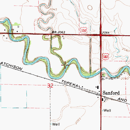 Topographic Map of Cocklebur Creek, KS