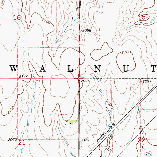 Topographic Map of Township of Walnut, KS