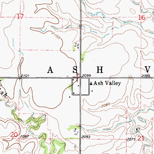 Topographic Map of Ash Valley, KS