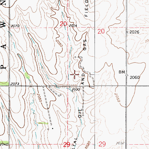 Topographic Map of Bergtal Oil and Gas Field, KS