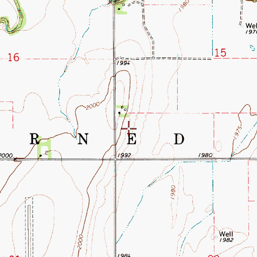 Topographic Map of Township of Larned, KS