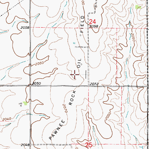Topographic Map of Pawnee Rock Oil Field, KS