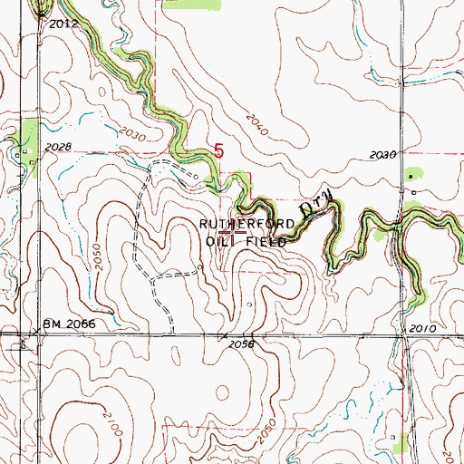 Topographic Map of Rutherford Oil Field, KS