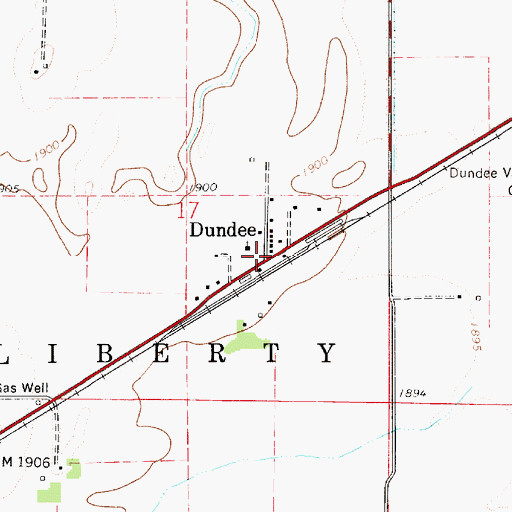 Topographic Map of Dundee, KS
