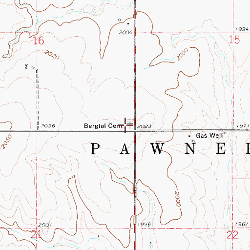 Topographic Map of Bergthal Mennonite Cemetery, KS