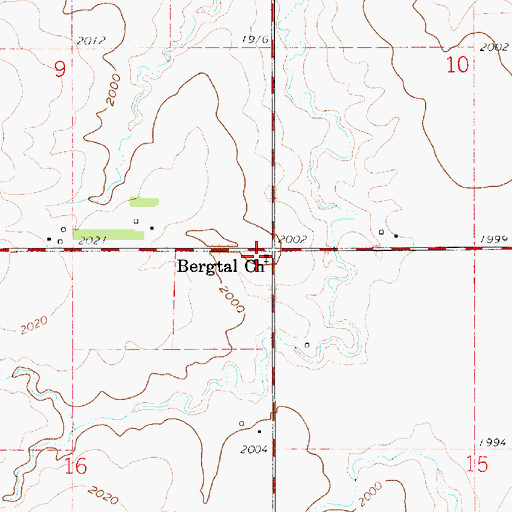 Topographic Map of Bergthal Mennonite Church, KS
