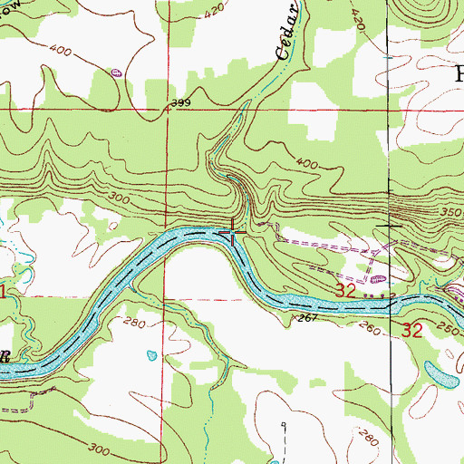 Topographic Map of Cedar Branch, AR