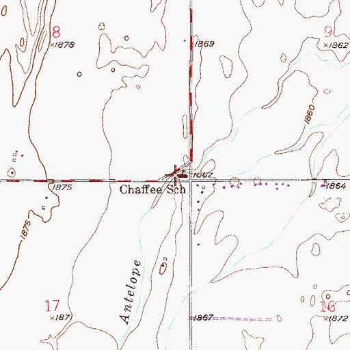 Topographic Map of Chaffee School, KS