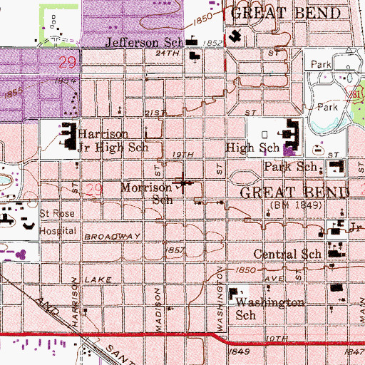 Topographic Map of Morrison Elementary School, KS