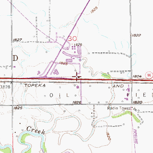 Topographic Map of Red Brick School, KS