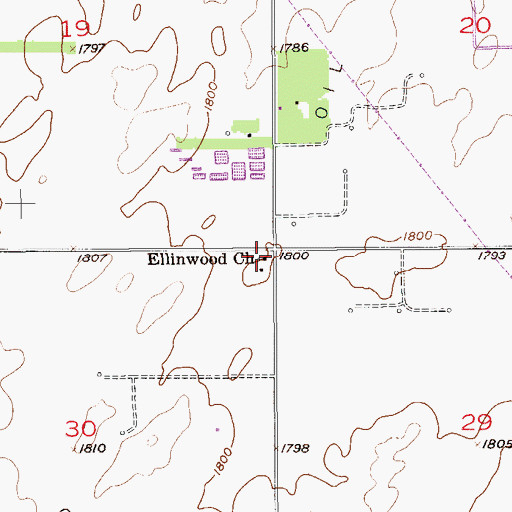 Topographic Map of Ellinwood First Baptist Church, KS