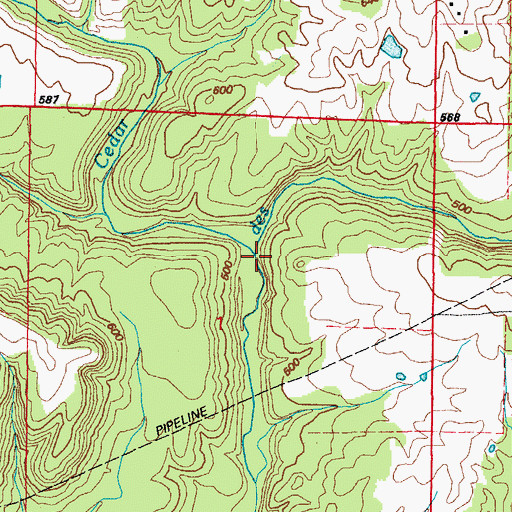 Topographic Map of Cedar Creek, AR
