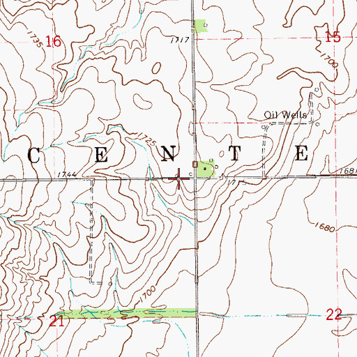 Topographic Map of Township of Center, KS