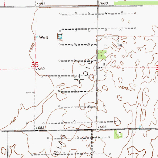 Topographic Map of Tobias Oil Field, KS