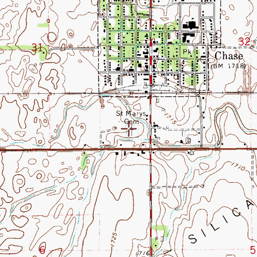 Topographic Map of Saint Mary's Cemetery, KS