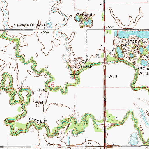 Topographic Map of Salt Creek, KS