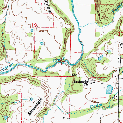 Topographic Map of Cedar Creek, AR