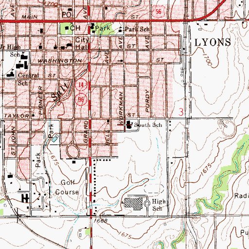 Topographic Map of Frisbie Education Center, KS