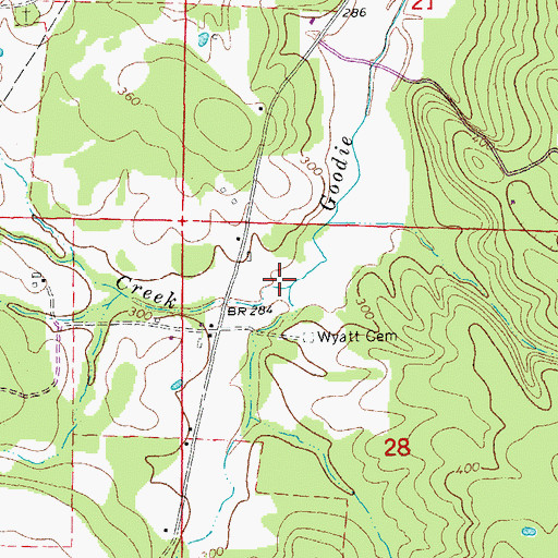 Topographic Map of Cedar Creek, AR