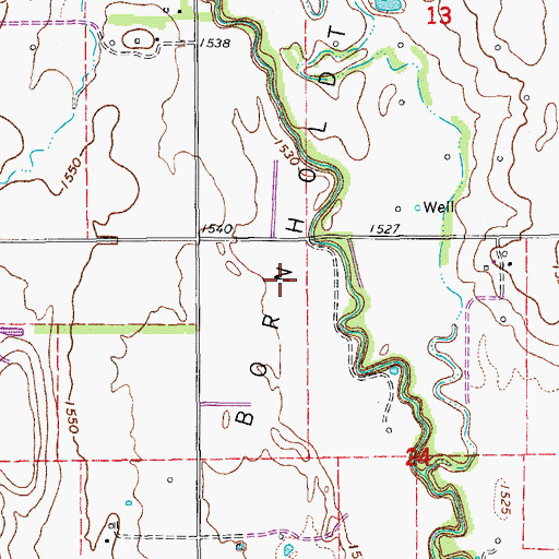 Topographic Map of Welch-Bornholdt Oil Field, KS