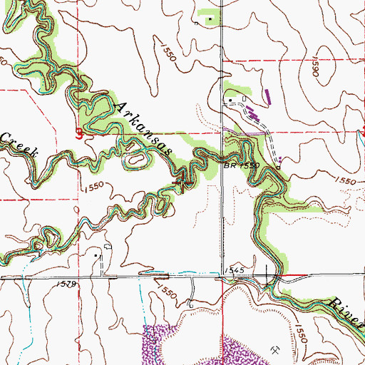 Topographic Map of Lone Tree Creek, KS