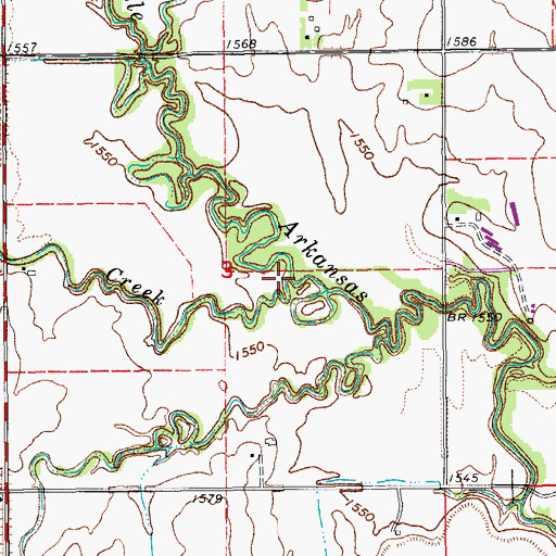 Topographic Map of Dry Creek, KS