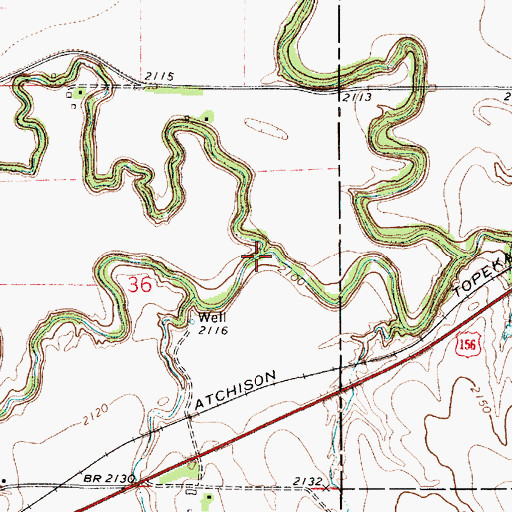Topographic Map of Dry Creek, KS