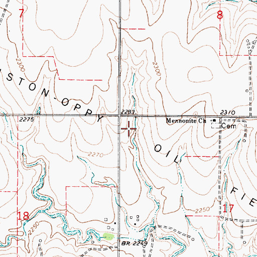 Topographic Map of Hanston-Oppy Oil Field, KS